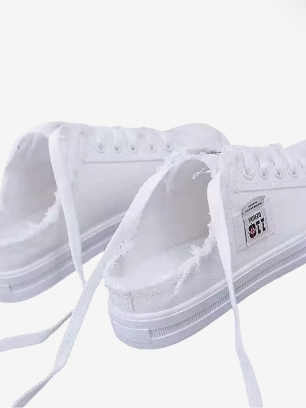 Women’s White Casual Denim Dress Canvas Slip-On Sneakers - Picture 2 of 4